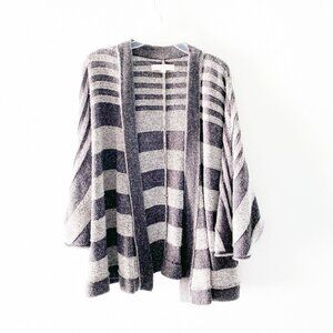 ⭐️ LOFT Wool Blend Gray Stripe Knit Cardigan Sweater Medium
